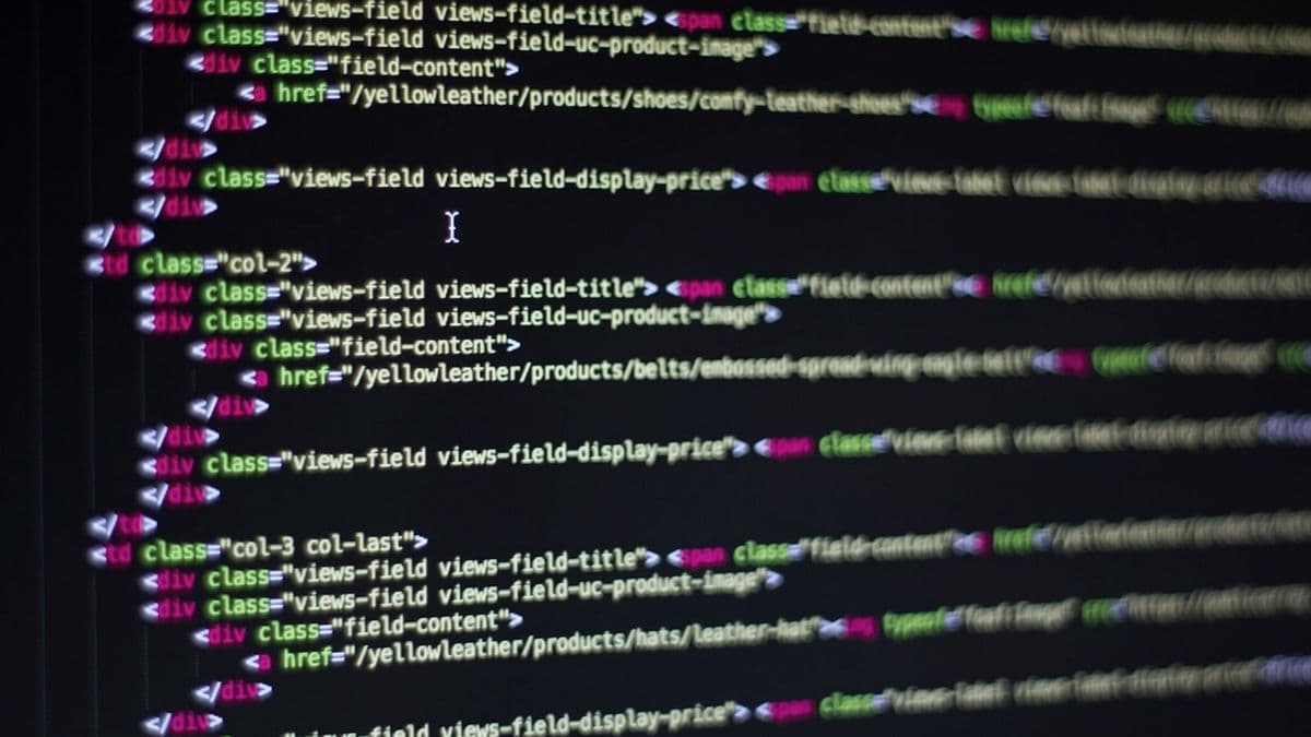 Template markup open in an editor on a dark screen